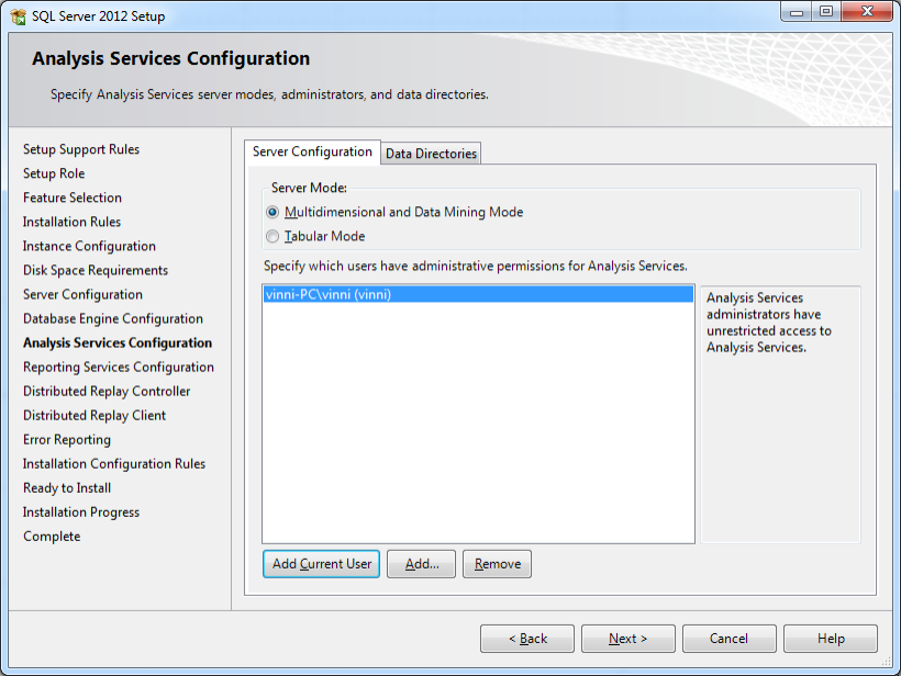 Analysis Services Configuration Data Directories