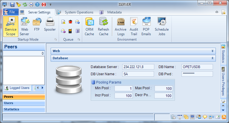Iserver Server Settings